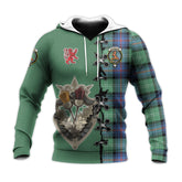 Sutherland Ancient Tartan Hoodie - Lion Rampant And Celtic Thistle Style